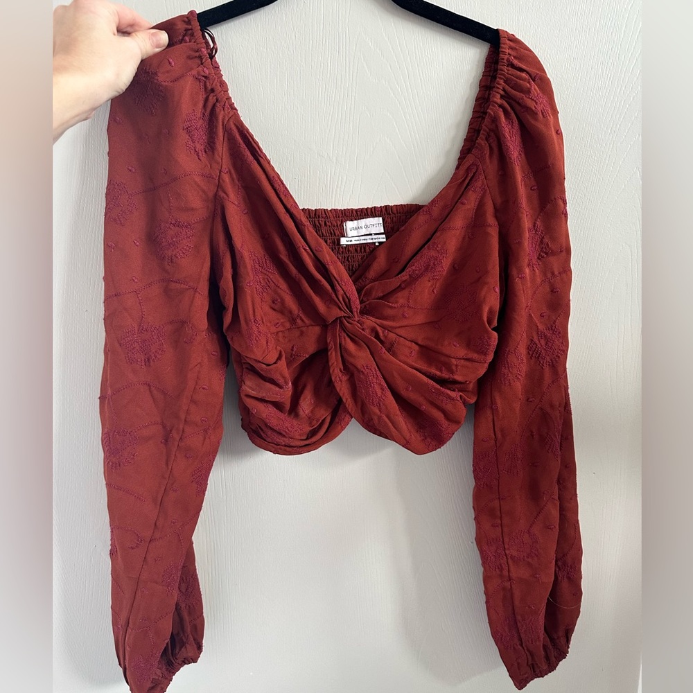 Urban Outfitters embroidered long sleeve crop top